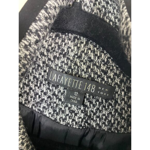Lafayette 148 New York Wool Cashmere Camel Hair Tweed Jacket Size 12 Gray Black - Picture 12 of 16